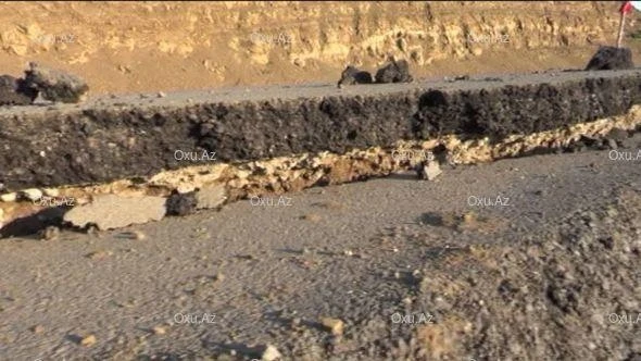Azərbaycanda yeni çəkilmiş yol görün nə hala düşdü - FOTO