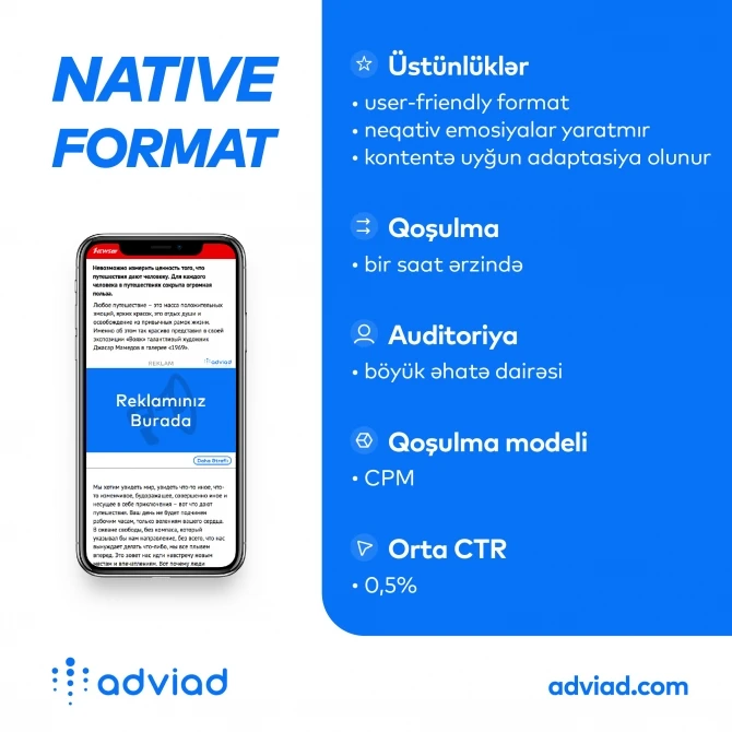 Azərbaycan reklam dünyasında İLK: Digital dünyanın ən yeni trendi Native reklam formatları Adviad platformasında!