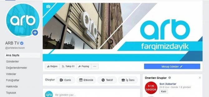 “Facebook” ARB telekanalının rəsmi səhifəsini təsdiqlədi - FOTO