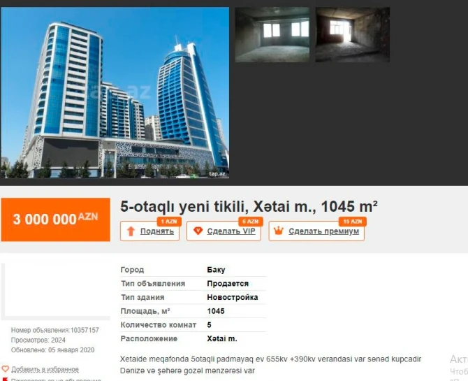 Bakıda satışda olan ən bahalı 10 mənzil - FOTO/QİYMƏT