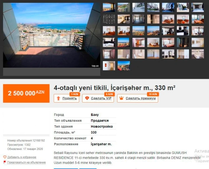 Bakıda satışda olan ən bahalı 10 mənzil - FOTO/QİYMƏT