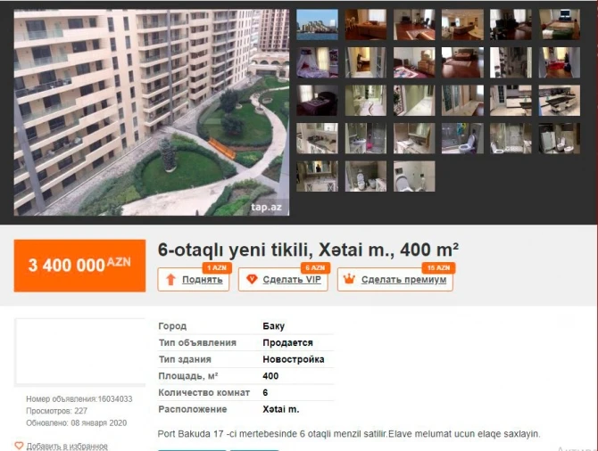 Bakıda satışda olan ən bahalı 10 mənzil - FOTO/QİYMƏT