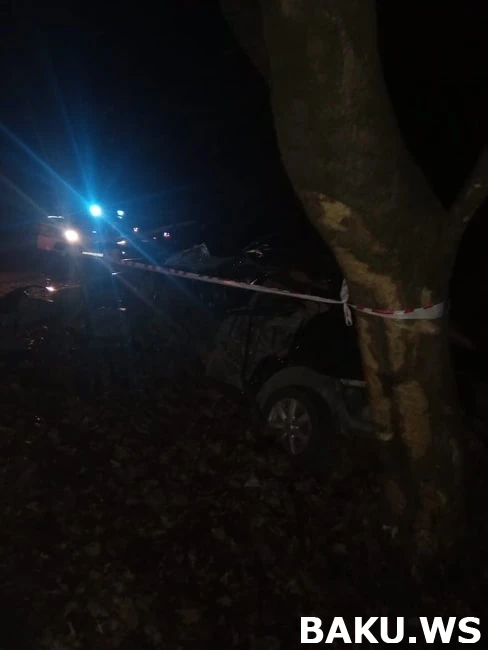 Avtomobil ağaca çırpıldı -1 ölü, 2 yaralı - FOTO