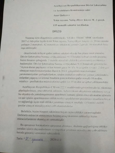 “Baku Lüks Tikinti”nin qanunsuz hərəkəti kütləvi etirazlara səbəb oldu -VİDEO/FOTO