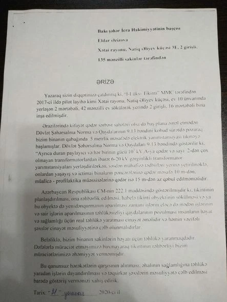 “Baku Lüks Tikinti”nin qanunsuz hərəkəti kütləvi etirazlara səbəb oldu -VİDEO/FOTO