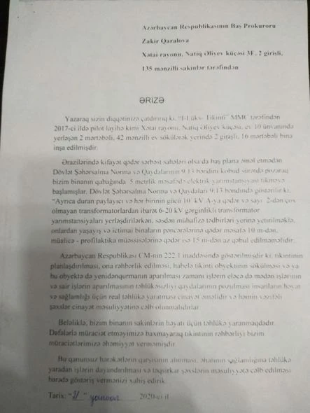 “Baku Lüks Tikinti”nin qanunsuz hərəkəti kütləvi etirazlara səbəb oldu -VİDEO/FOTO