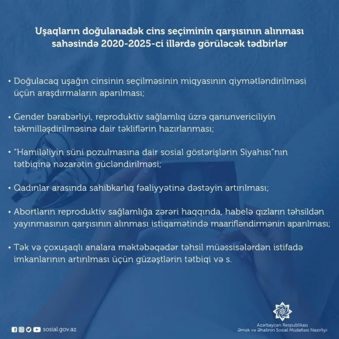 Doğulanadək cins seçiminin qarşısı alınacaq