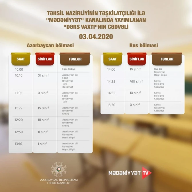 Опубликован график телеуроков по школьным предметам на 3 апреля - ФОТО