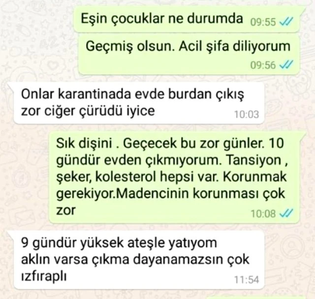 Türkiyədə COVID-19-dan ölən mədən işçisinin dostu ilə SON YAZIŞMASI - FOTO