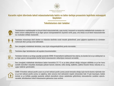 Karantində məktəblərdə bu qaydalar olacaq