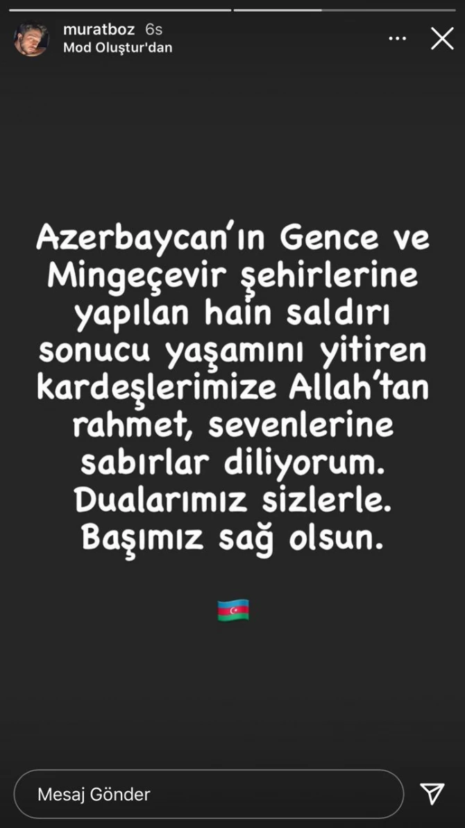 Murat Bozdan Gəncə paylaşımı: “Dualarımız sizinlədir” - FOTO