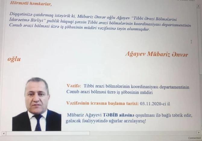 Baş həkimə TƏBİB-də yüksək vəzifə verildi