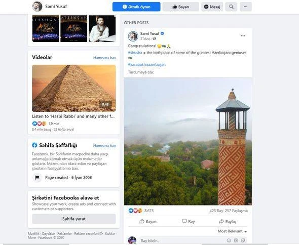 Sami Yusuf Azəbaycan xalqını Şuşaya görə təbrik etdi - FOTO