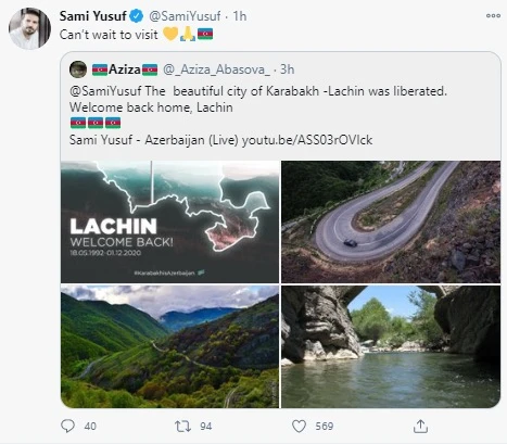 Sami Yusufdan Laçınla bağlı paylaşım - FOTO