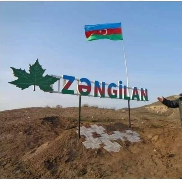 Zəngilana rayonun adı yazılmış yeni lövhə vuruldu - FOTO