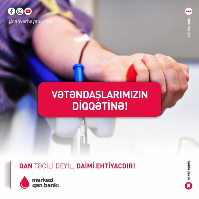 Mərkəzi Qan Bankından əhaliyə müraciət