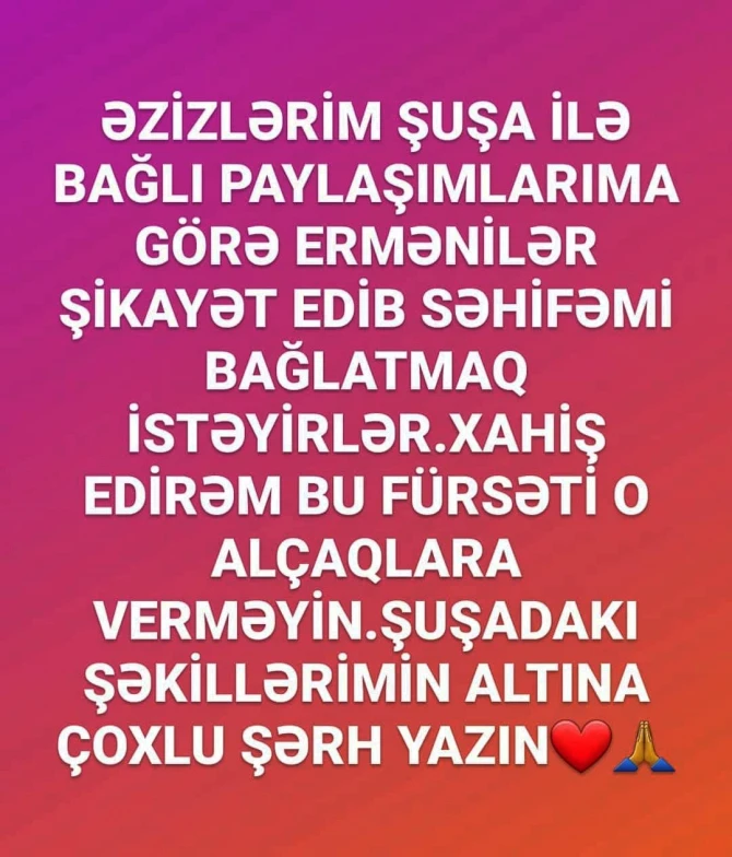 Ermənilər Firəngiz Mütəllimovanın səhifəsini şikayət etdilər