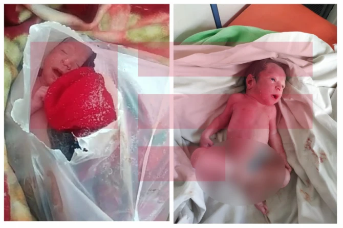 Sumqayıtda zibil qabına atılan uşağın FOTOsu