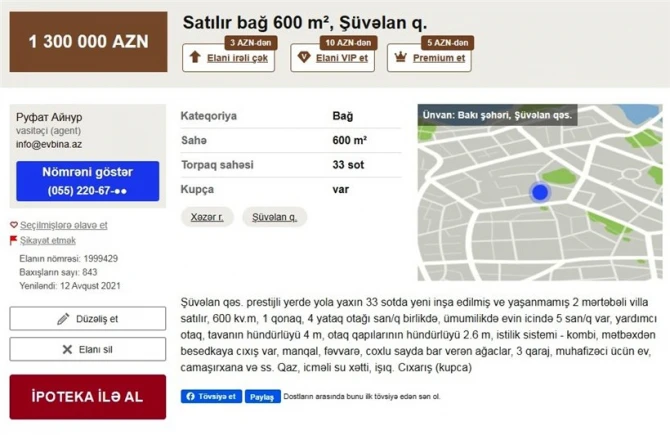 Ramiz Mehdiyevin kürəkəni borca görə villasını satır - FOTO