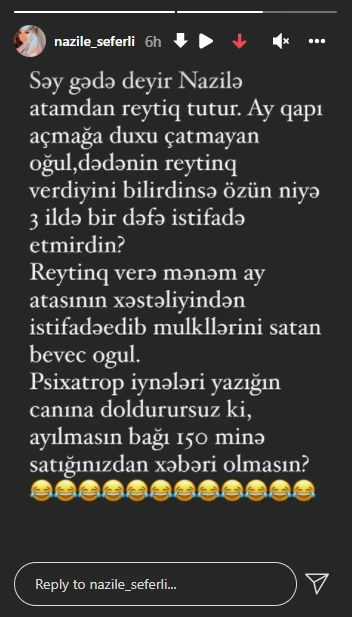 Nazilədən Ağakərimin oğluna: 