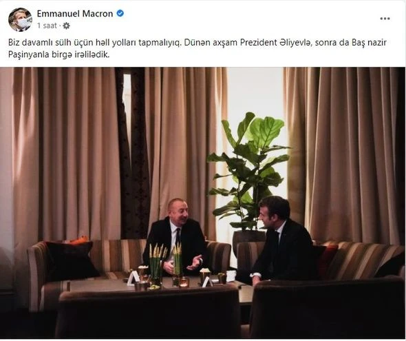 Эммануэль Макрон поделился публикацией на азербайджанском языке - ФОТО