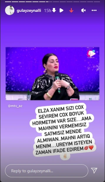 Gülaydan Elzaya cavab: 