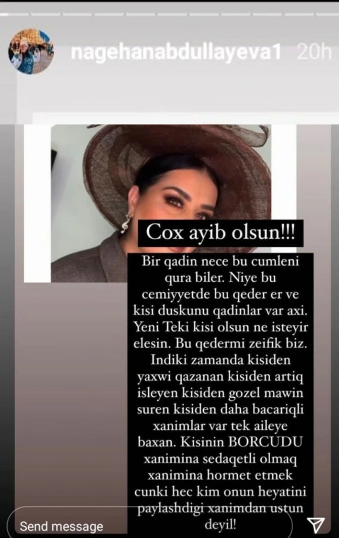 Məşhur blogerdən Elzaya: 