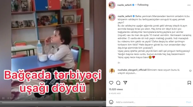 Məşhurlar uşağı döyən tərbiyəçidən yazdı: 