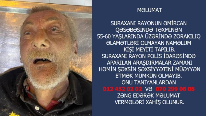 Bakıda naməlum kişi meyiti tapılıb - FOTO