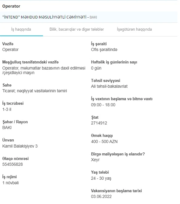 İşsizlərin NƏZƏRİNƏ! Dövlət boş iş yerlərini açıqladı - 1800 AZN maaş