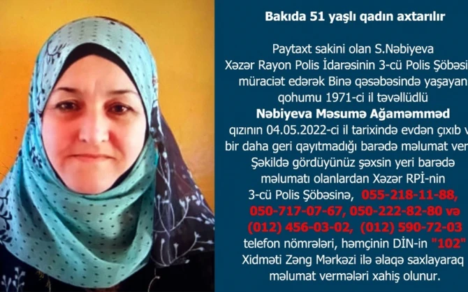 Bakıda 51 yaşlı qadın itkin düşdü - FOTO