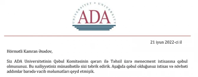 37 yaşlı tanınmış ekspert növbəti dəfə universitetə qəbul oldu - FOTO