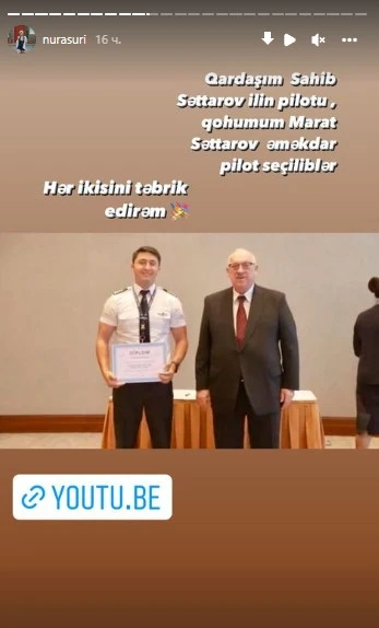 Nura Surinin pilot qardaşı təltif olundu - FOTO/VİDEO
