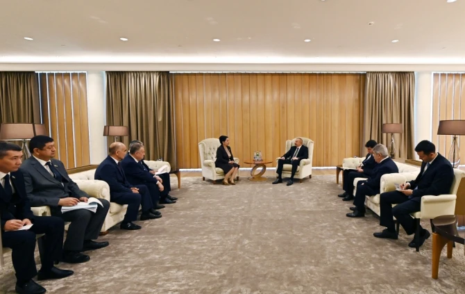 İlham Əliyev Özbəkistan Senatının sədrini qəbul edib - FOTO