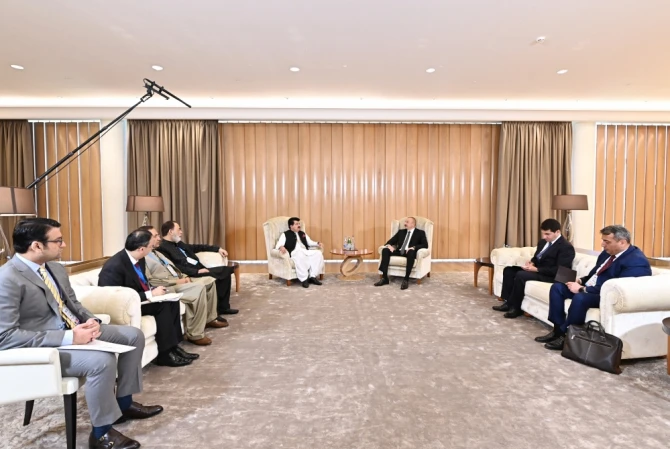 Президент Азербайджана Ильхам Алиев принял председателя Сената Пакистана - ФОТО