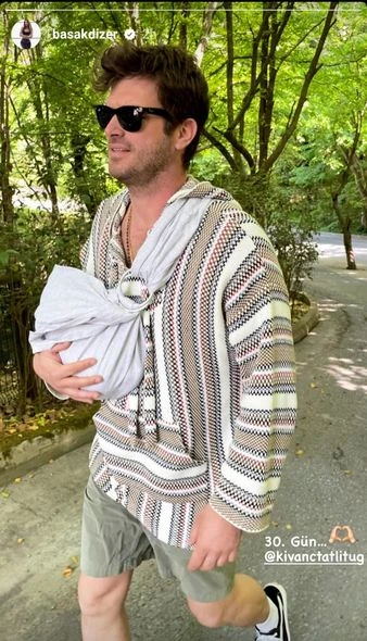 Kıvanç Tatlıtuğ üç aylıq oğlu ilə - FOTO
