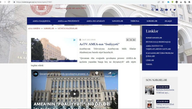AMEA-dan müzakirələrə səbəb olan materialla bağlı CAVAB - FOTO/VİDEO - YENİLƏNİB