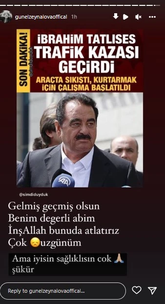 Günel Zeynalovadan İbrahimlə bağlı PAYLAŞIM: 