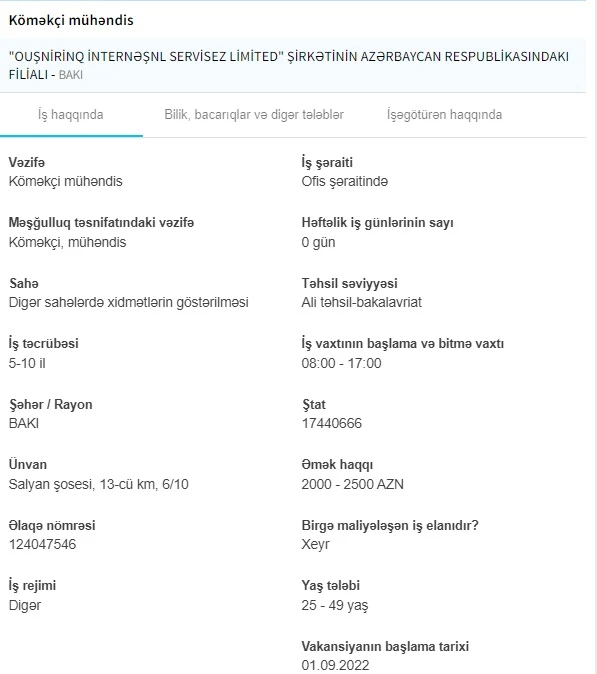 İşsizlərin NƏZƏRİNƏ! Dövlət boş iş yerlərini açıqladı - 8000 AZN maaş