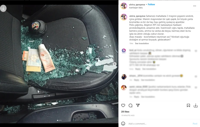Ülviranın maşınına oğru girdi, görün nəyi aparıb  - FOTO