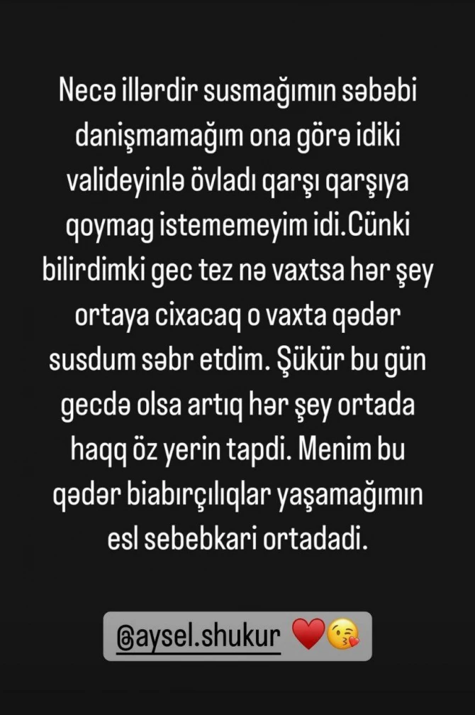 Anasına ağır sözlər yazan Ayselə keçmiş həyat yoldaşından REAKSİYA - FOTO