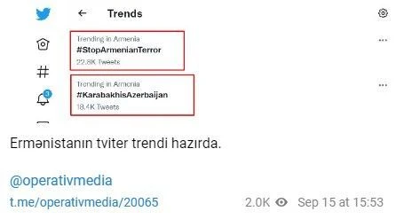Azərbaycanlıların yaratdıqları həştəqlər Ermənistanda “Twitter” trendi oldu - FOTO