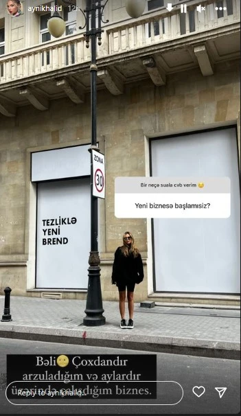 Geyim mağazaları bağlanan Aynişan Quliyeva yeni biznes qurur - FOTO