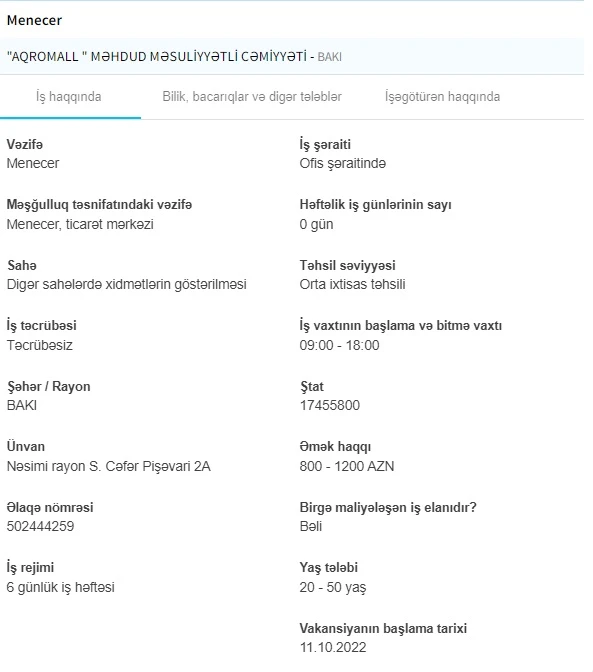 İşsizlərin NƏZƏRİNƏ! - Sürücü 1300 AZN maaş - SİYAHI