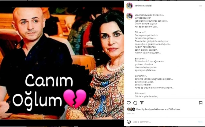 Xanım İsmayılqızının mərhum oğlu ilə FOTOsu