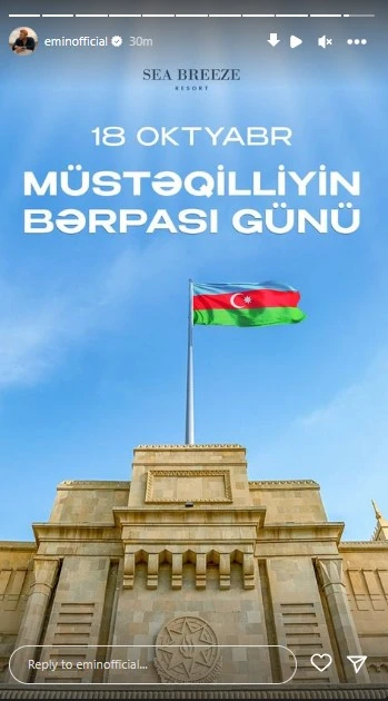 Emin Ağalarovdan Müstəqilliyin Bərpası günü ilə bağlı paylaşım - FOTO