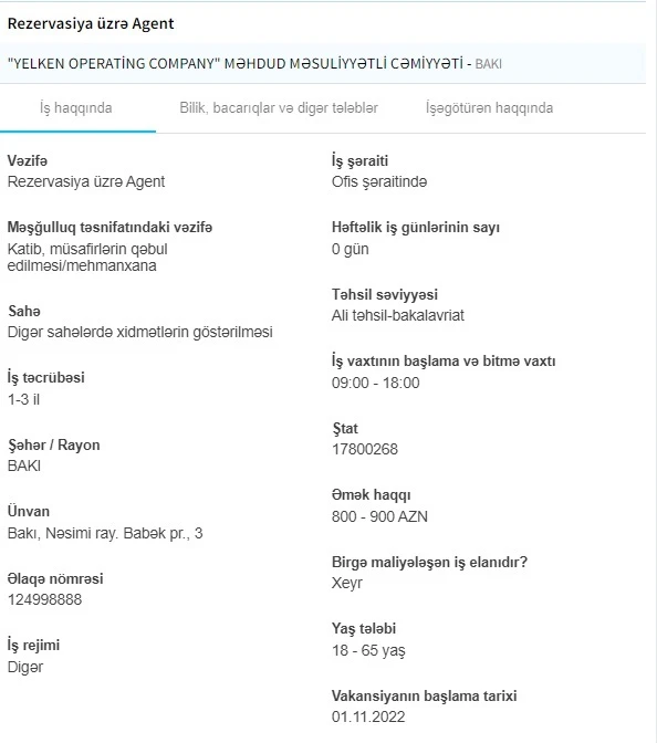 İşsizlərin NƏZƏRİNƏ! - Dövlət boş iş yerlərini açıqladı - 2500 AZN maaş