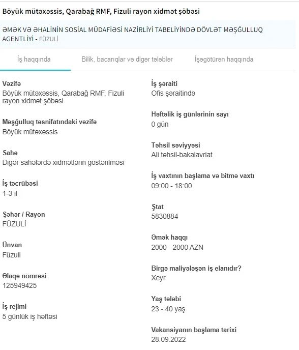 Qarabağda işləmək istəyənlərin NƏZƏRİNƏ!  - 2000 AZN maaş