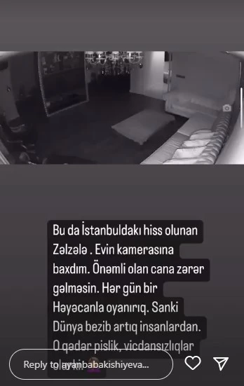 Ayan Babakişiyevanın Türkiyədəki evində KAMERAYA DÜŞƏN ZƏLZƏLƏ ANI - VİDEO