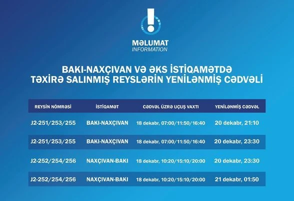 AZAL объявил время вылета отложенных из-за непогоды рейсов - ФОТО